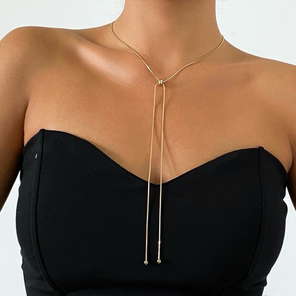 Snake Chain Choker Necklace Long Delicate Necklace Wedding Necklace - Picture 1 of 6
